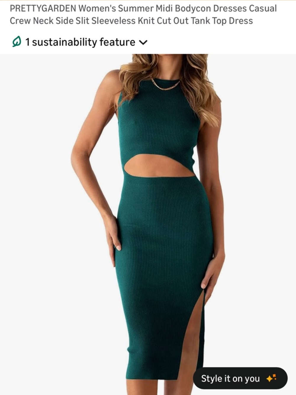 Sleeveless Cutout Midi Dress in Dark Teal